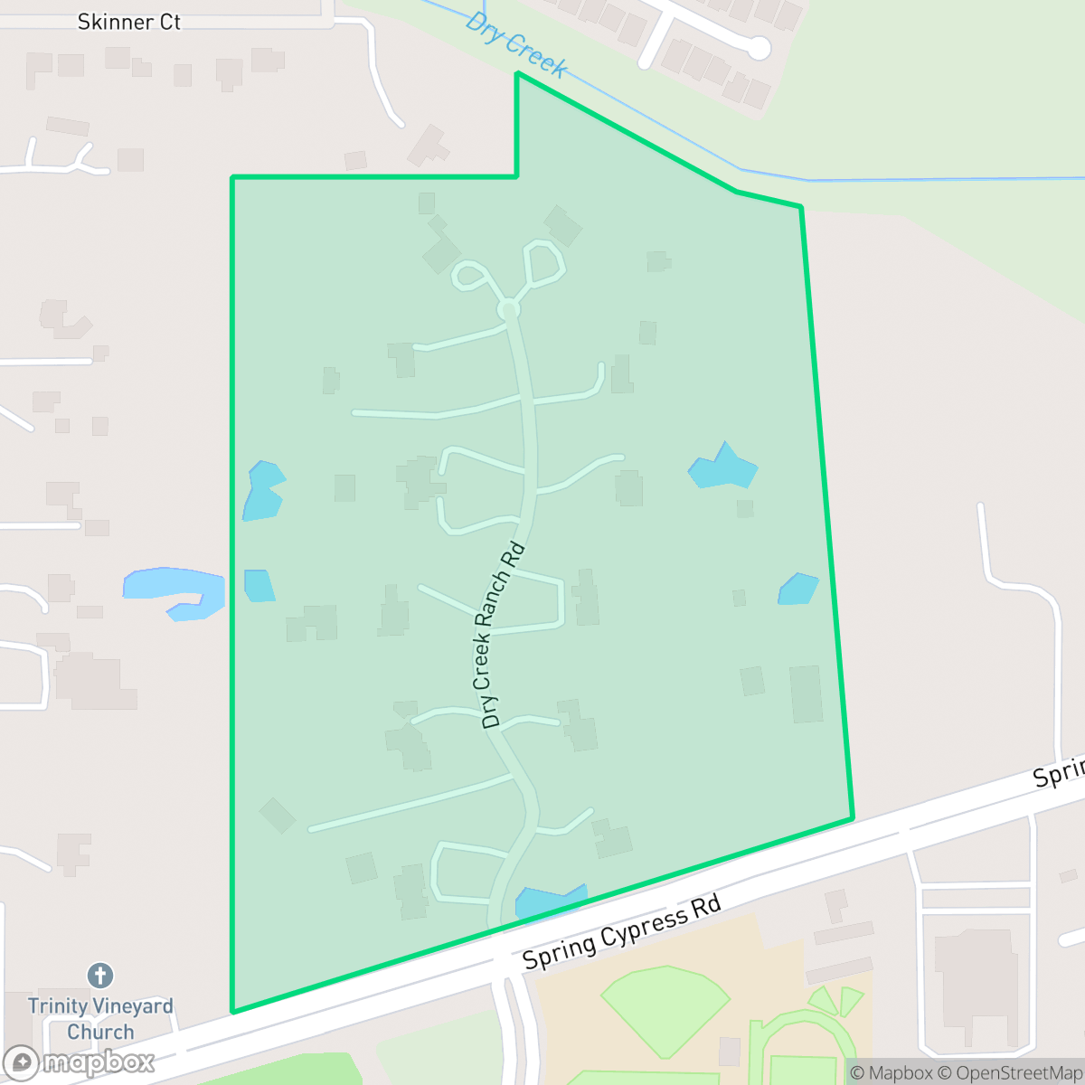 Map showing the location of Estates of Dry Creek, Houston, TX