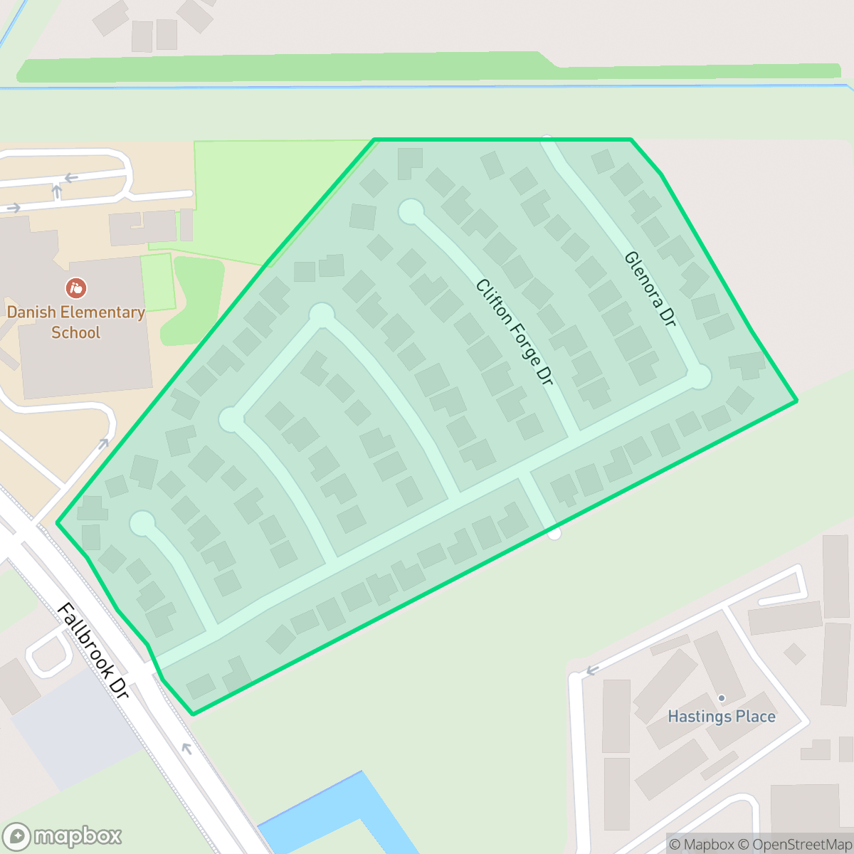 Map showing the location of Fallbrook Greens, Houston, TX