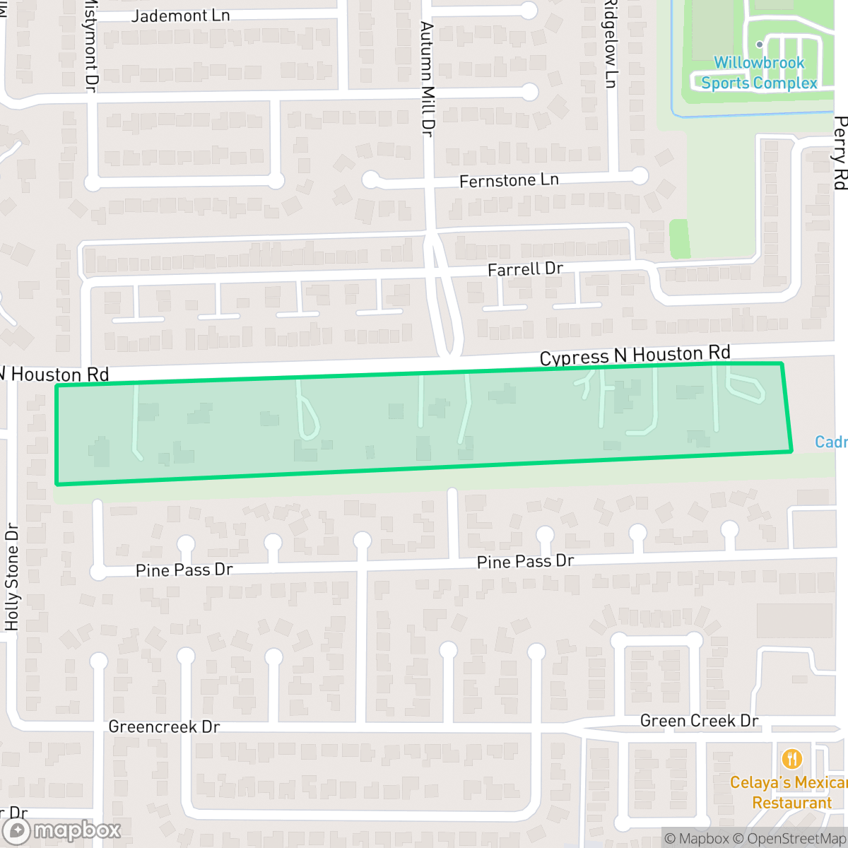 Map showing the location of Flying Acres, Houston, TX