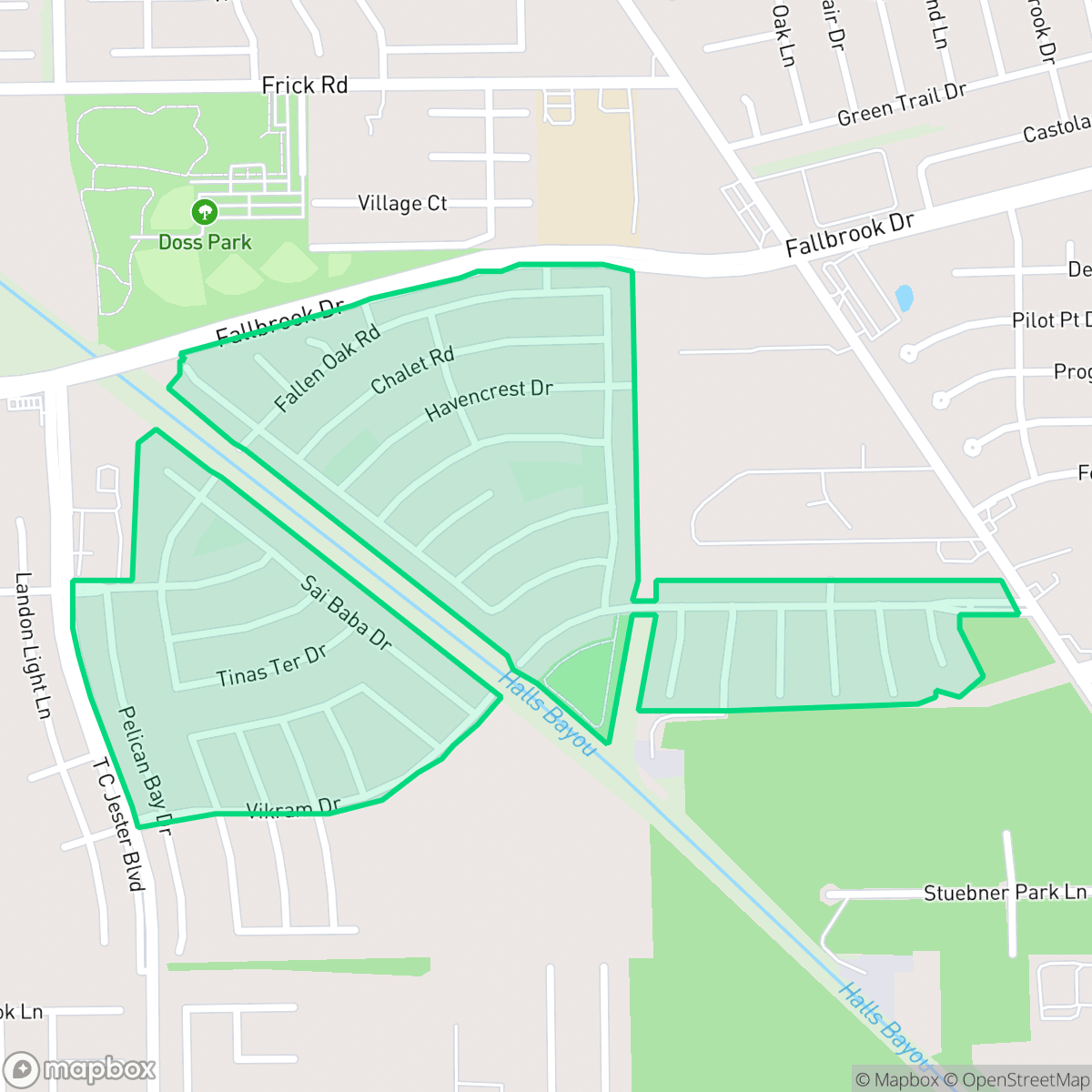 Map showing the location of Forestwood, Houston, TX