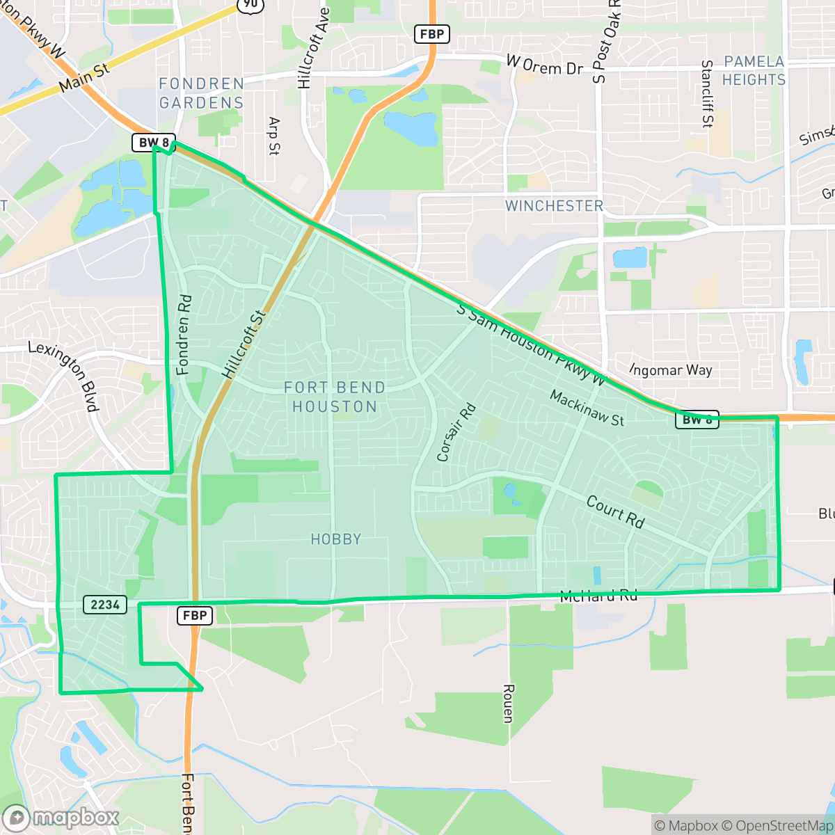 Map showing the location of Fort Bend - Houston, Houston, TX