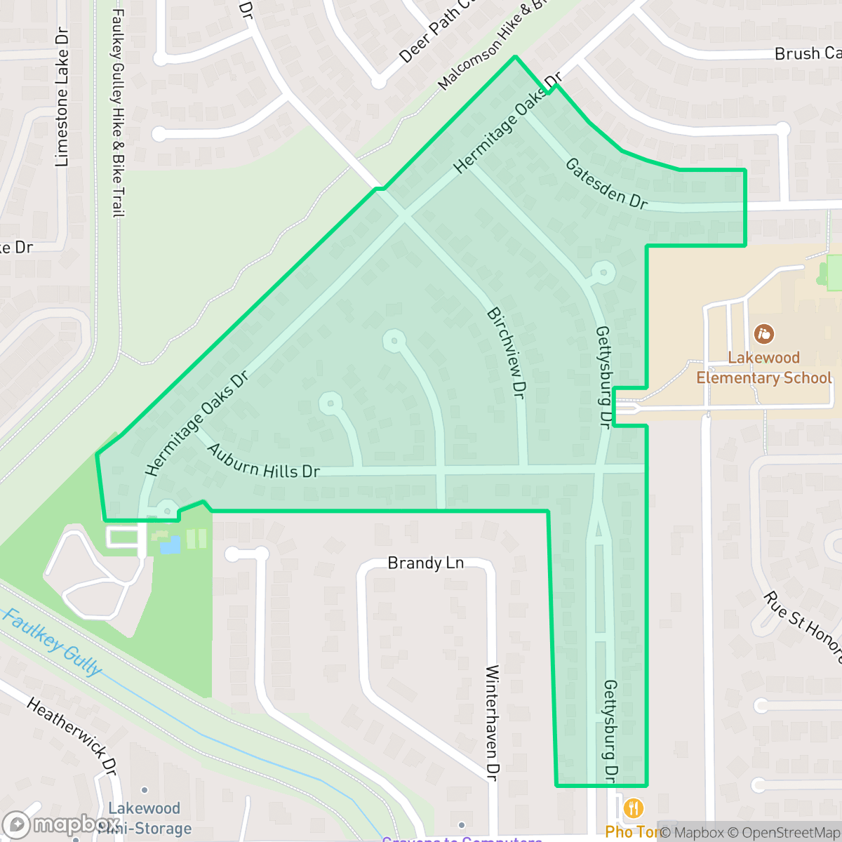 Map showing the location of Gettysburg, Houston, TX