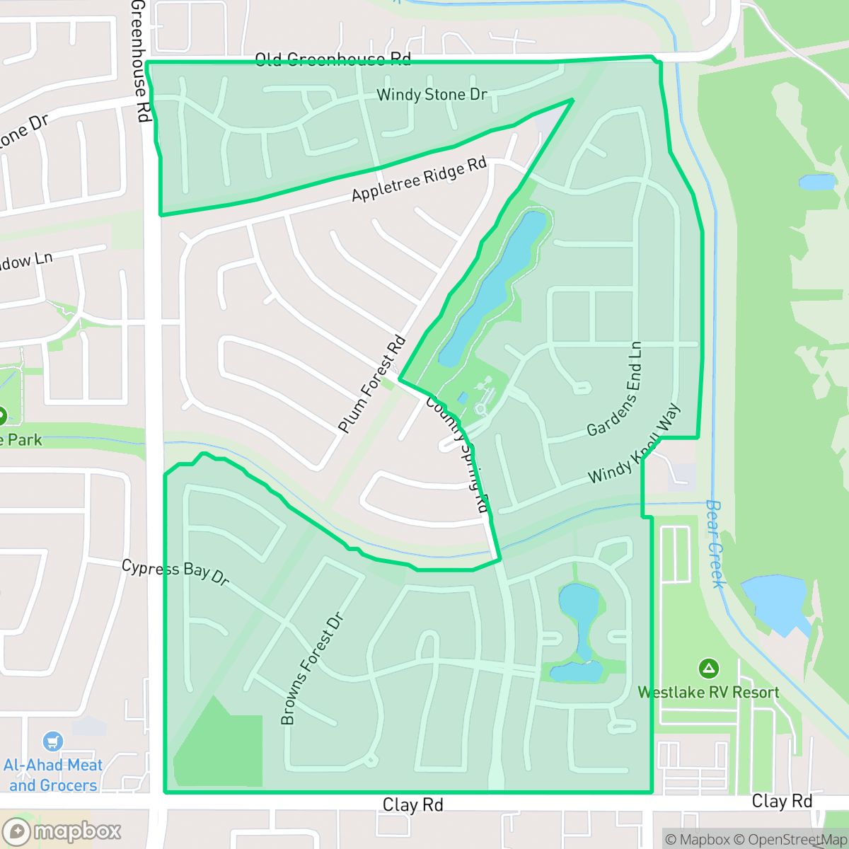Map showing the location of Grand Oaks, Houston, TX