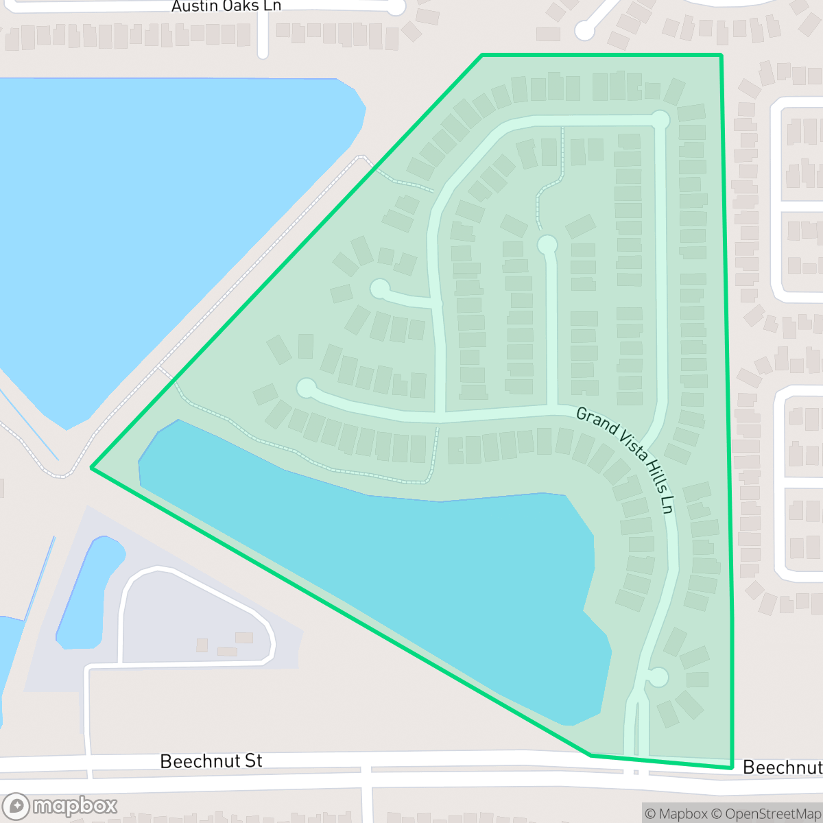 Map showing the location of Grand Vista Hills, Houston, TX