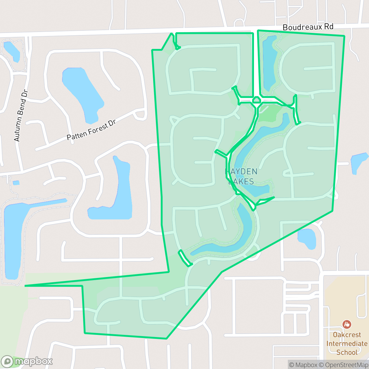 Map showing the location of Hayden Lakes, Houston, TX