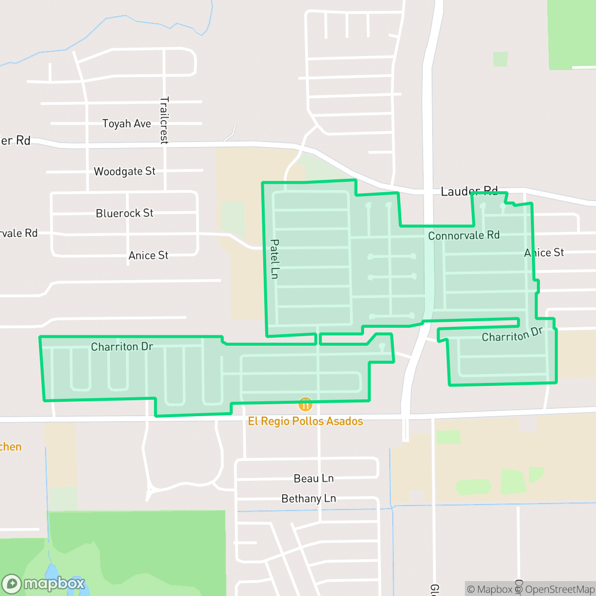 Map showing the location of High Meadows, Houston, TX