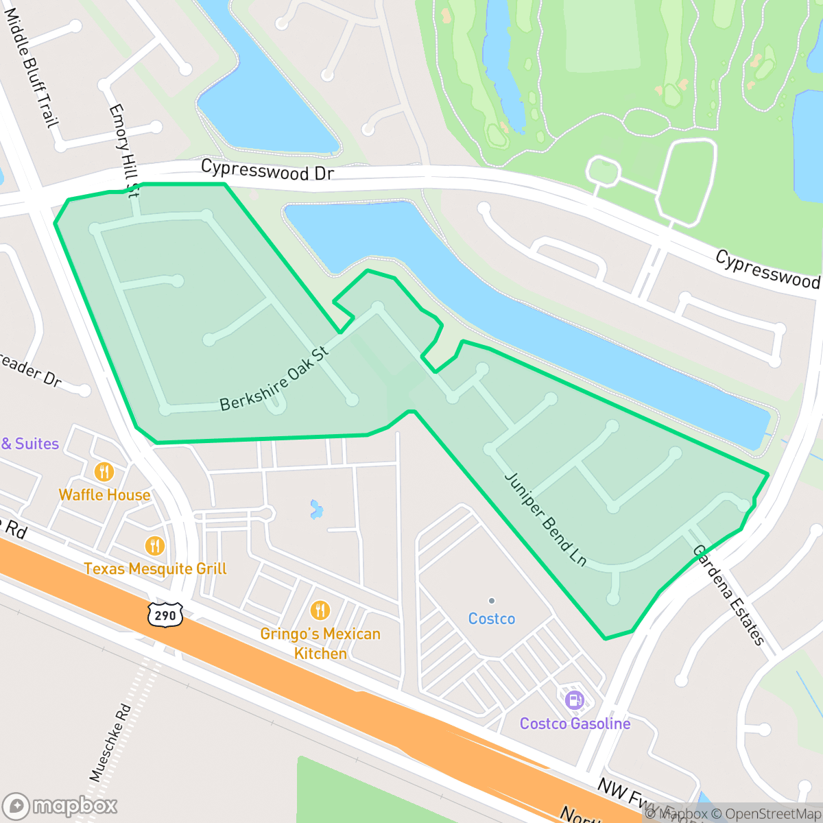 Map showing the location of Hyde Park, Houston, TX