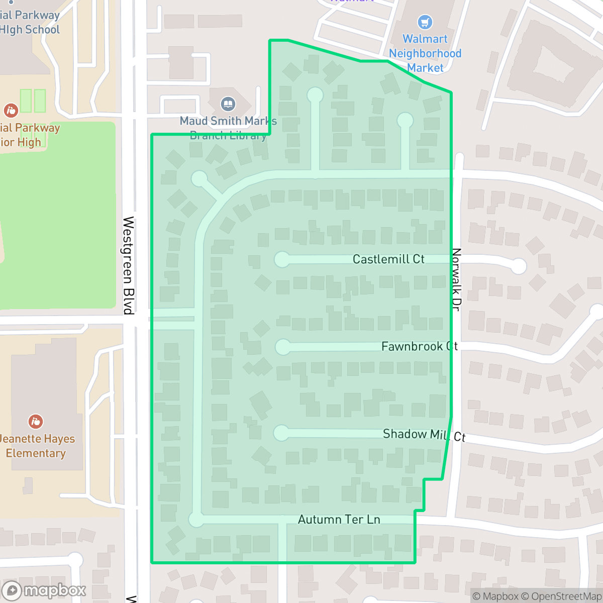 Map showing the location of Kelliwood Trails, Houston, TX
