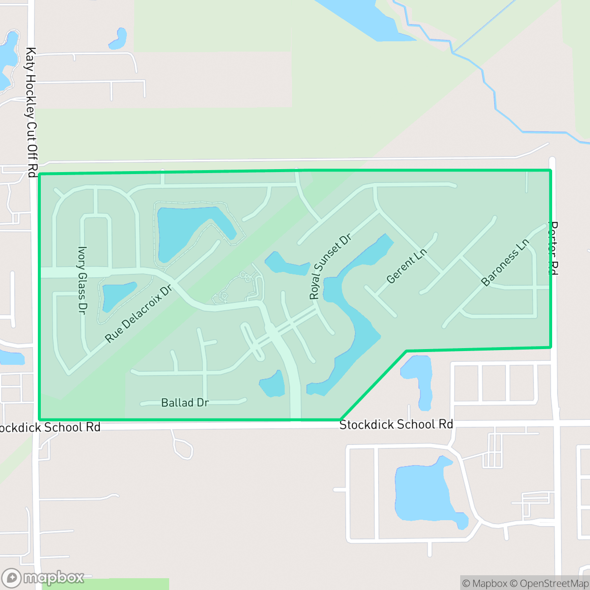Map showing the location of King Crossing, Houston, TX