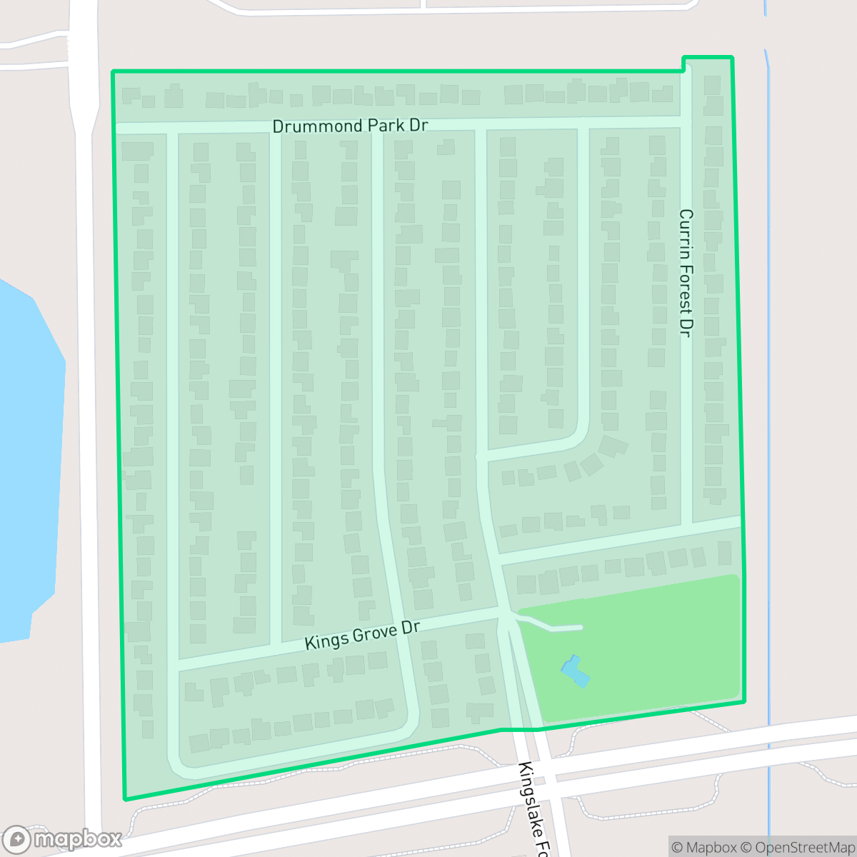 Map showing the location of Kings Lake Forest, Houston, TX