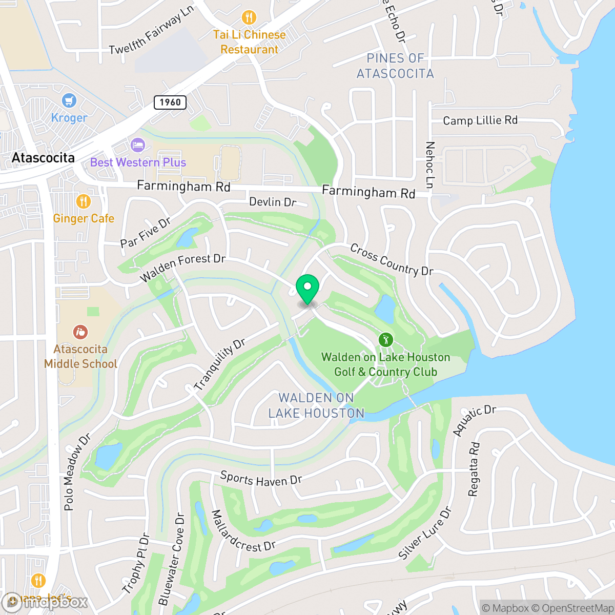 Map showing the location of Lake Houston, Houston, TX