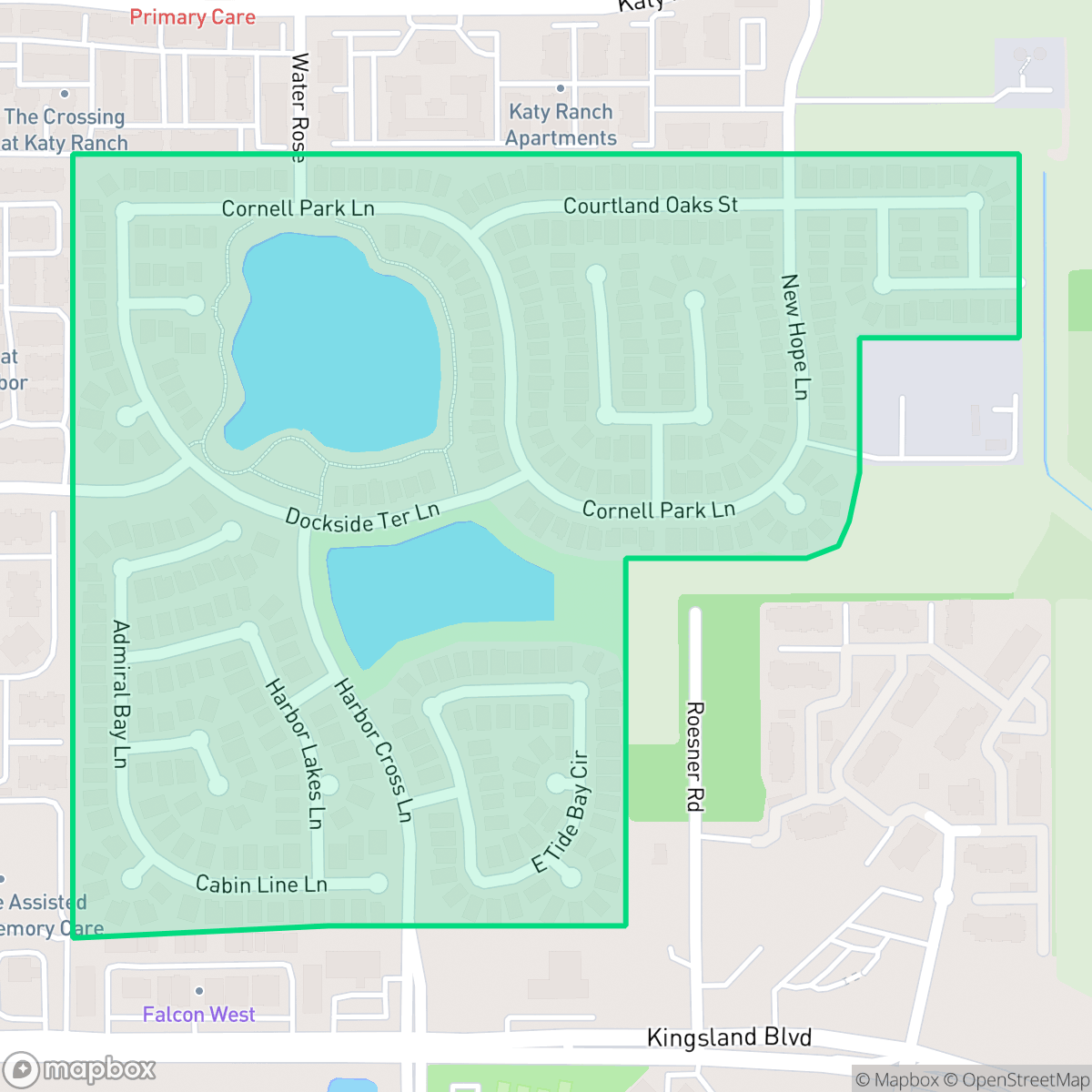 Map showing the location of Lakes at Grand Harbor, Houston, TX