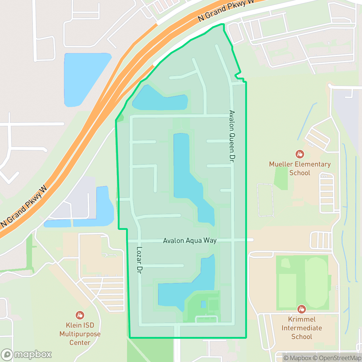 Map showing the location of Lakes of Avalon Village, Houston, TX