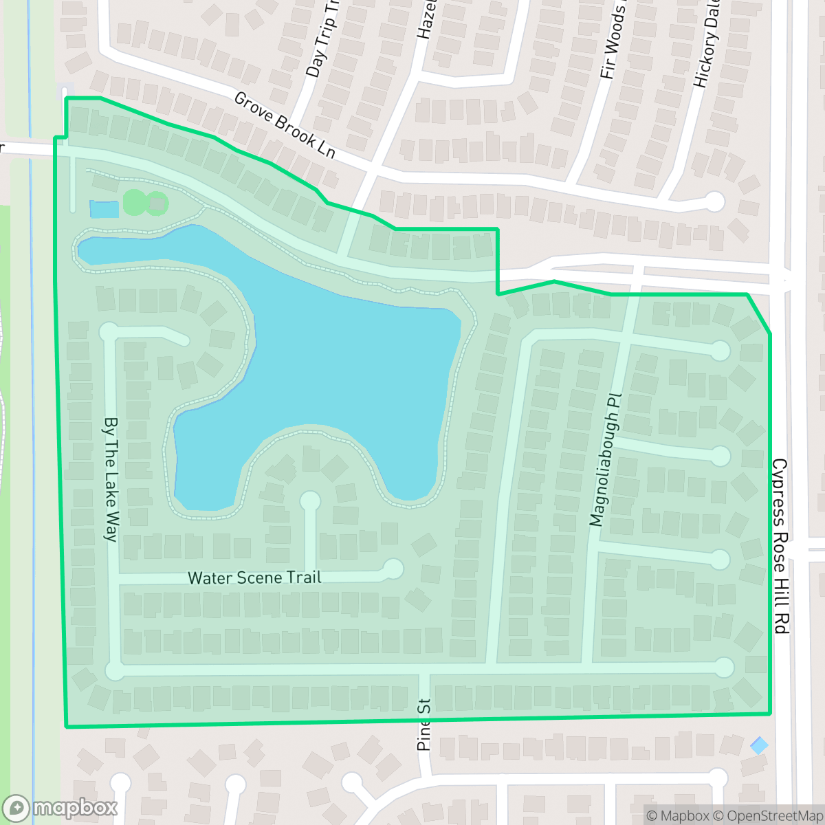 Map showing the location of Lakeside, Houston, TX
