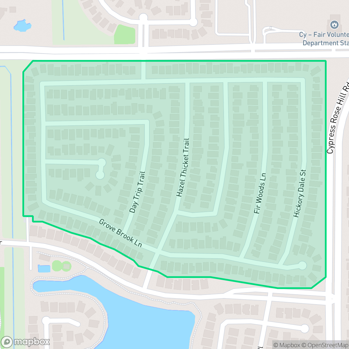 Map showing the location of Lakeview, Houston, TX