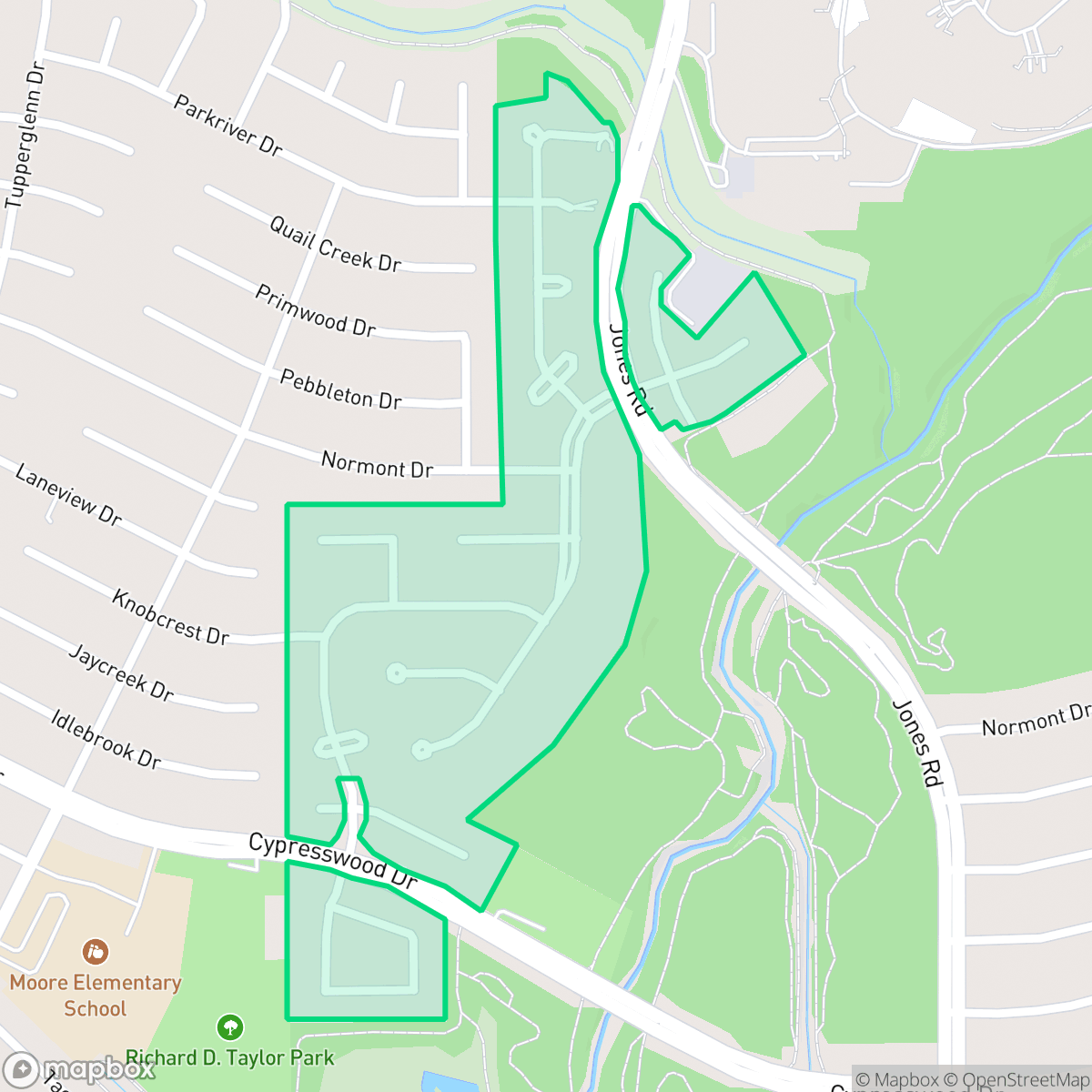 Map showing the location of Lakewood Crossing, Houston, TX