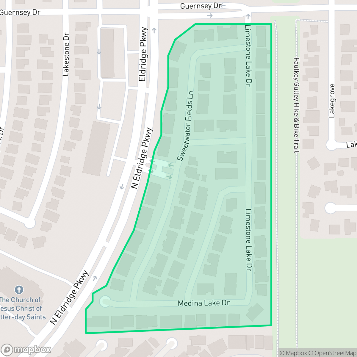 Map showing the location of Lakewood Place, Houston, TX