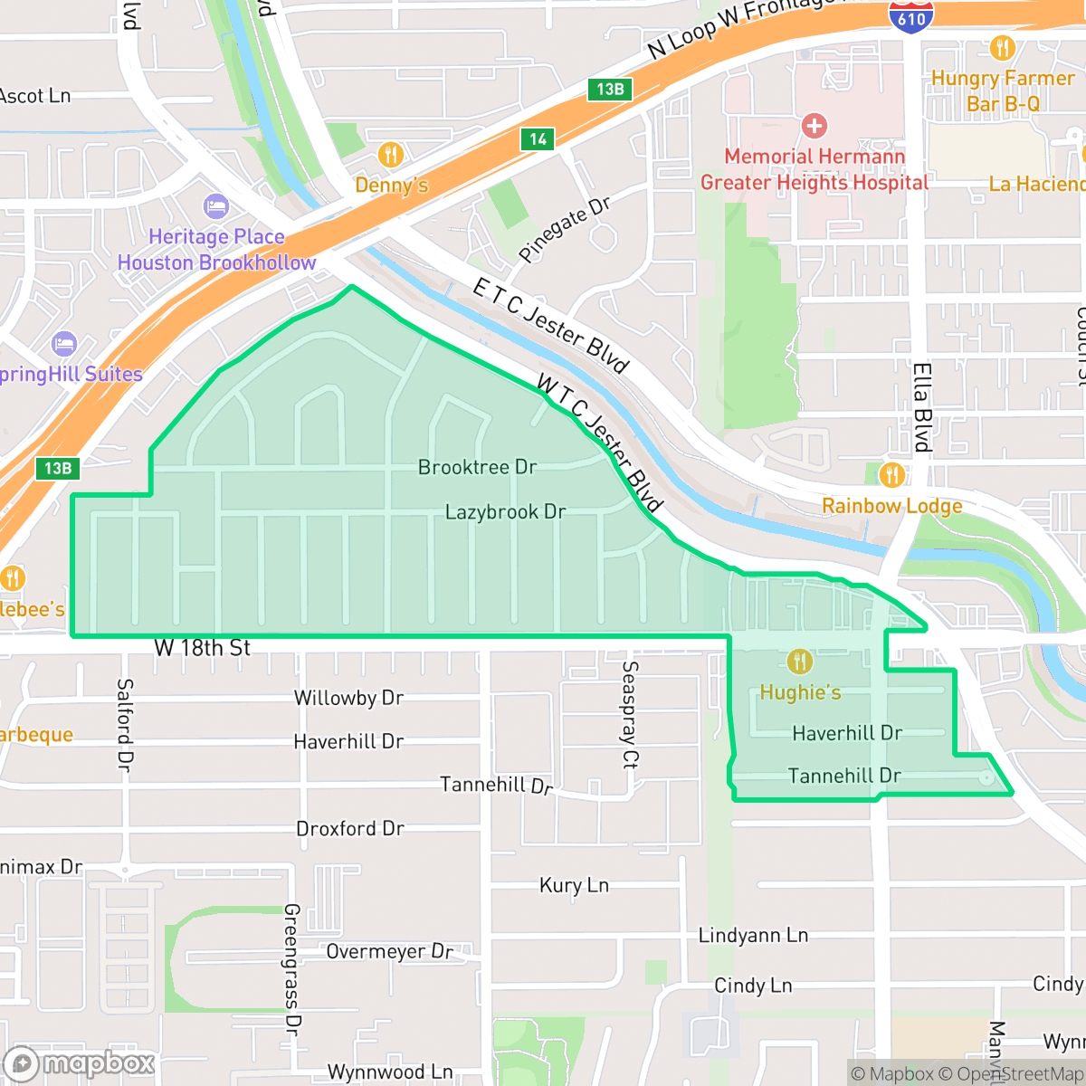 Map showing the location of Lazybrook, Houston, TX