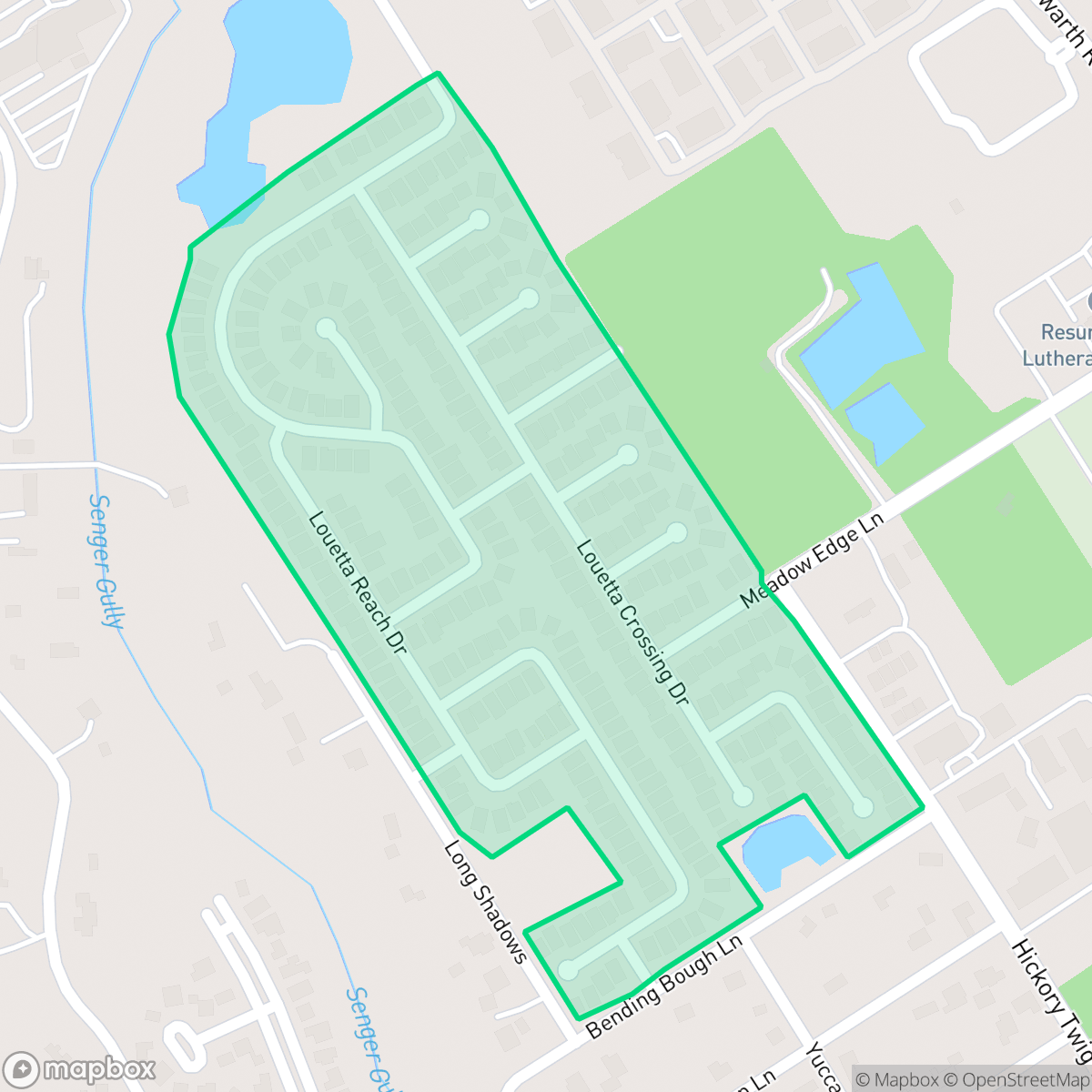 Map showing the location of Louetta Glen, Houston, TX
