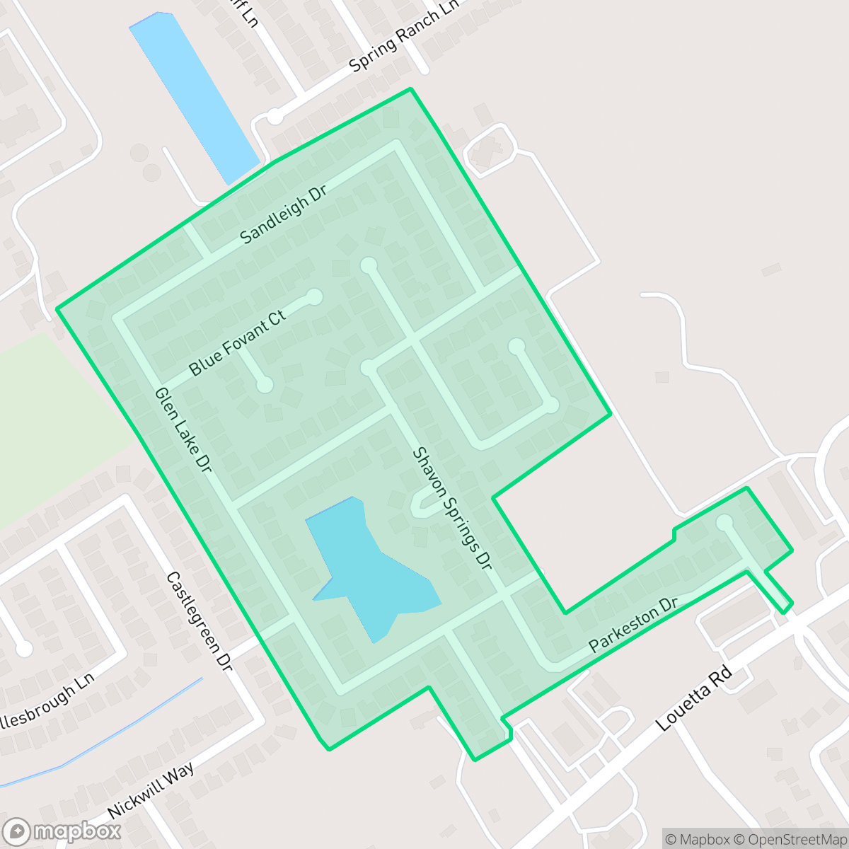 Map showing the location of Louetta Lakes, Houston, TX