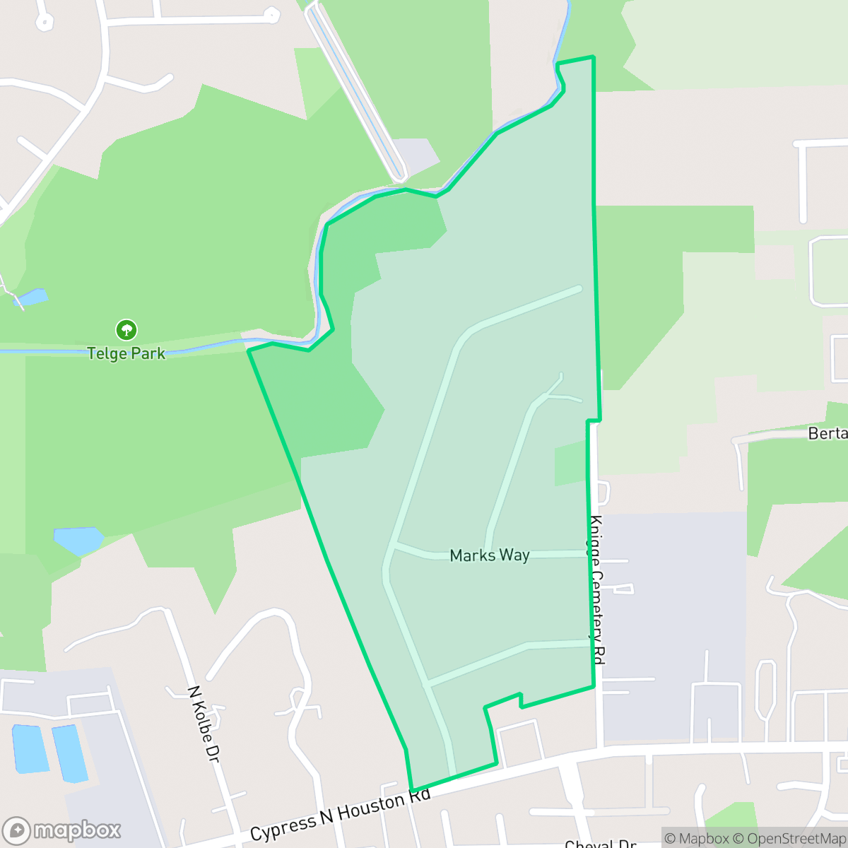 Map showing the location of Marks Glen, Houston, TX