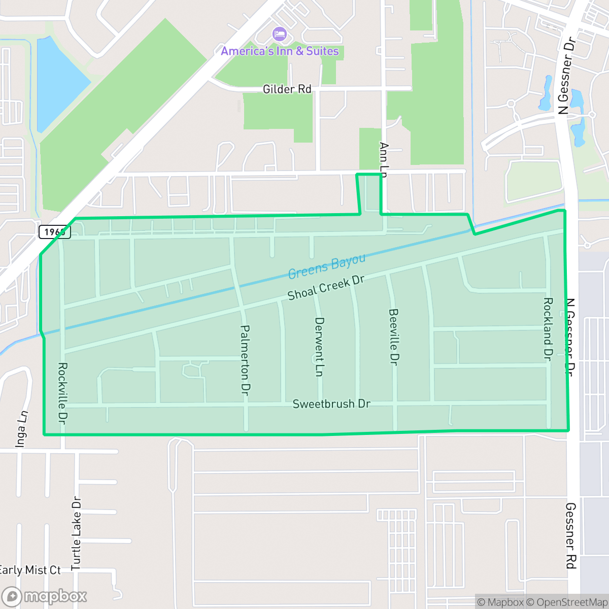 Map showing the location of Meadow Vista, Houston, TX