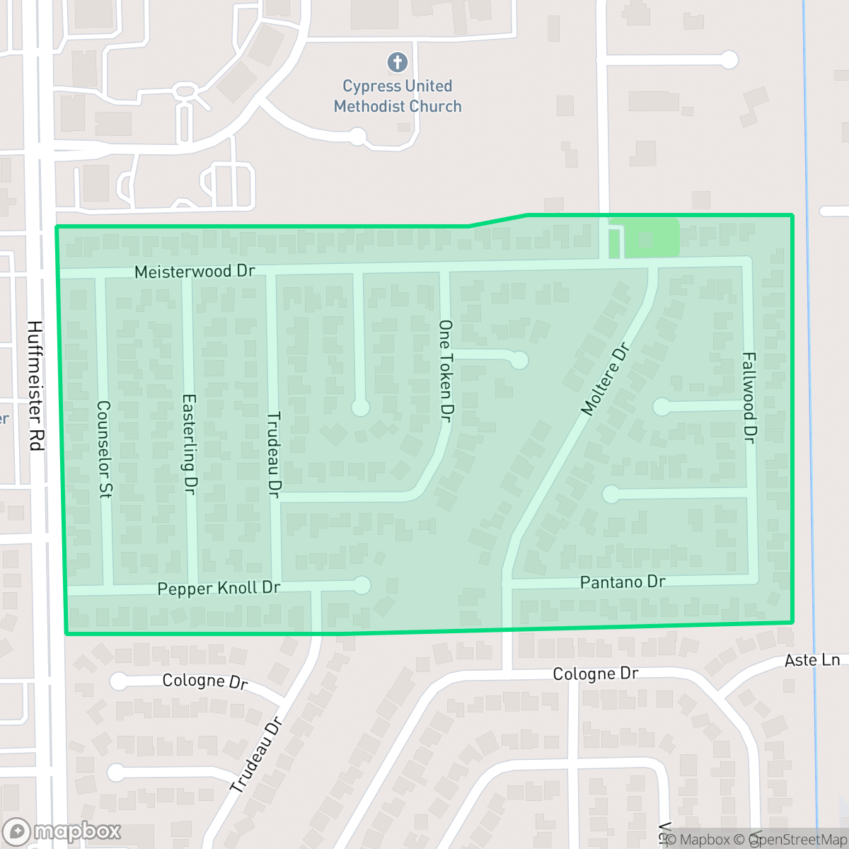 Map showing the location of Meisterwood, Houston, TX