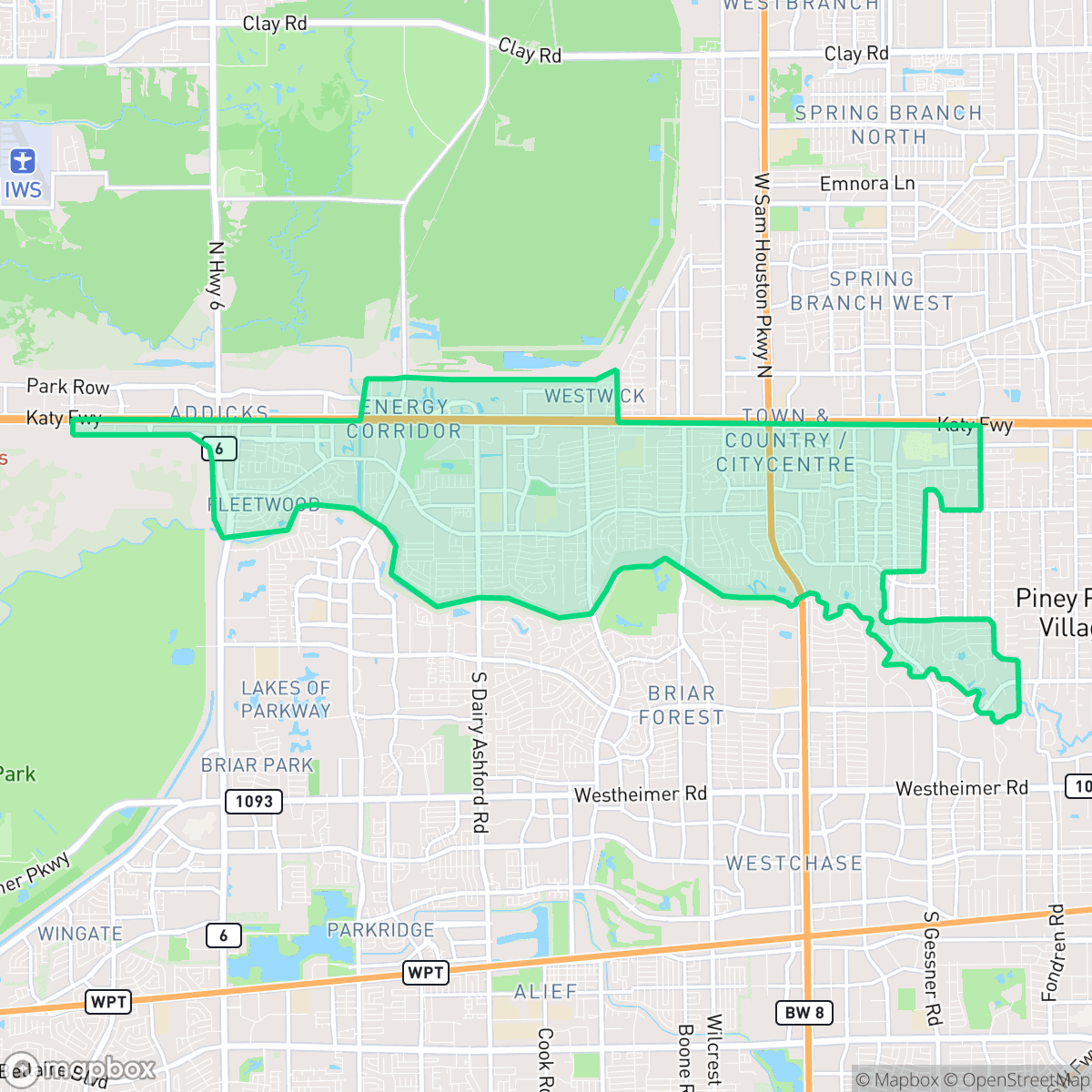 Map showing the location of Memorial, Houston, TX