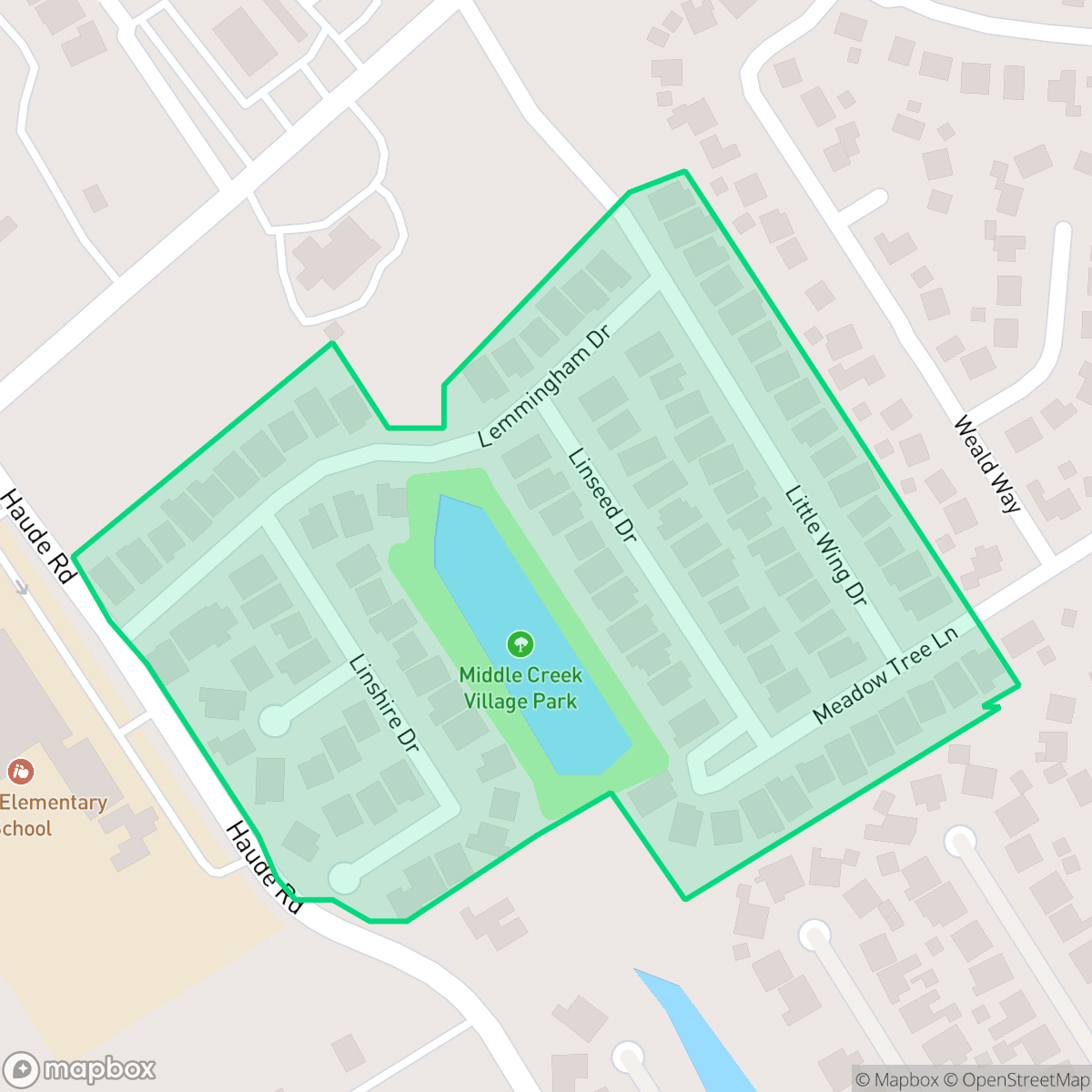 Map showing the location of Middlecreek Village, Houston, TX