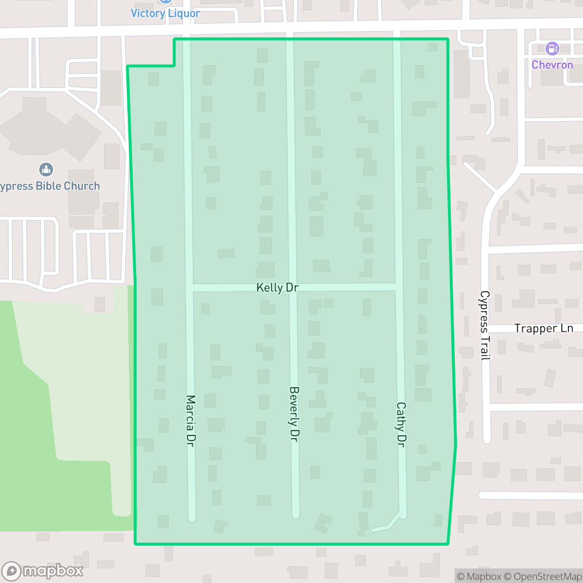 Map showing the location of Mossy Oaks, Houston, TX