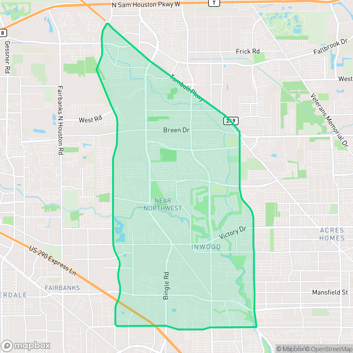 Map showing the location of Near Northwest, Houston, TX