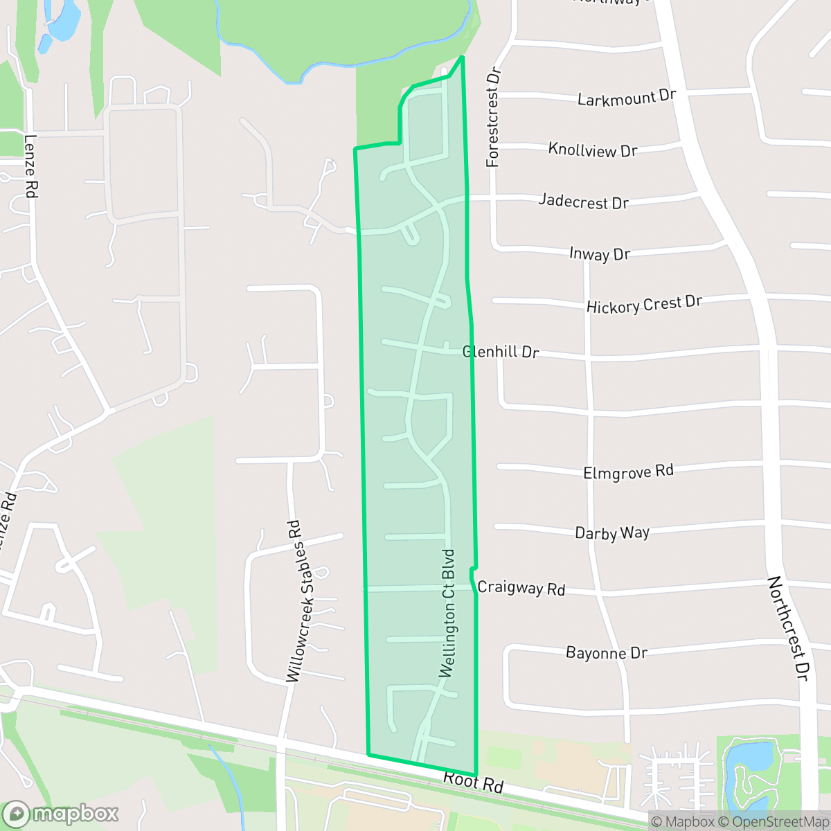 Map showing the location of Northampton Forest, Houston, TX