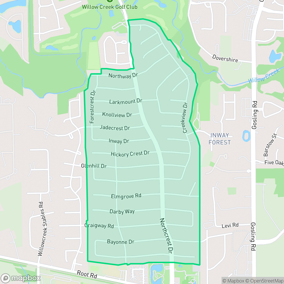 Map showing the location of Northampton, Houston, TX