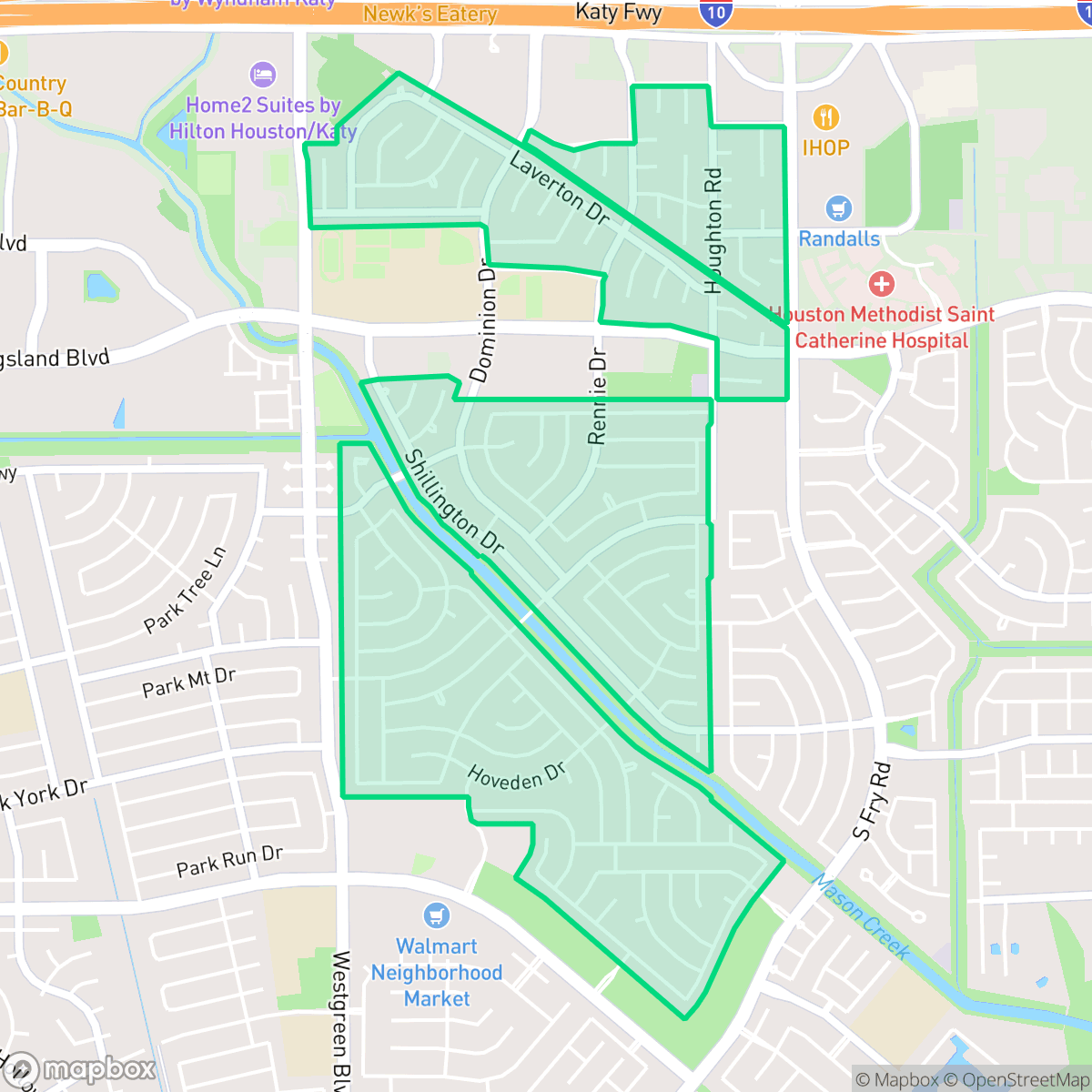 Map showing the location of Nottingham Country, Houston, TX