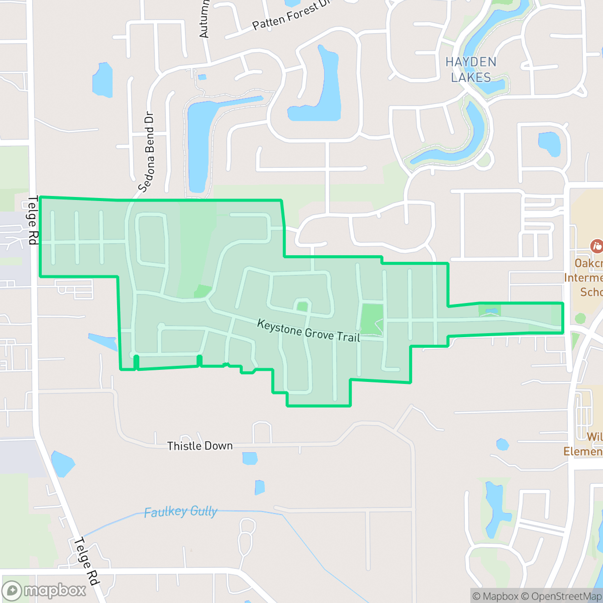 Map showing the location of Oakcrest, Houston, TX