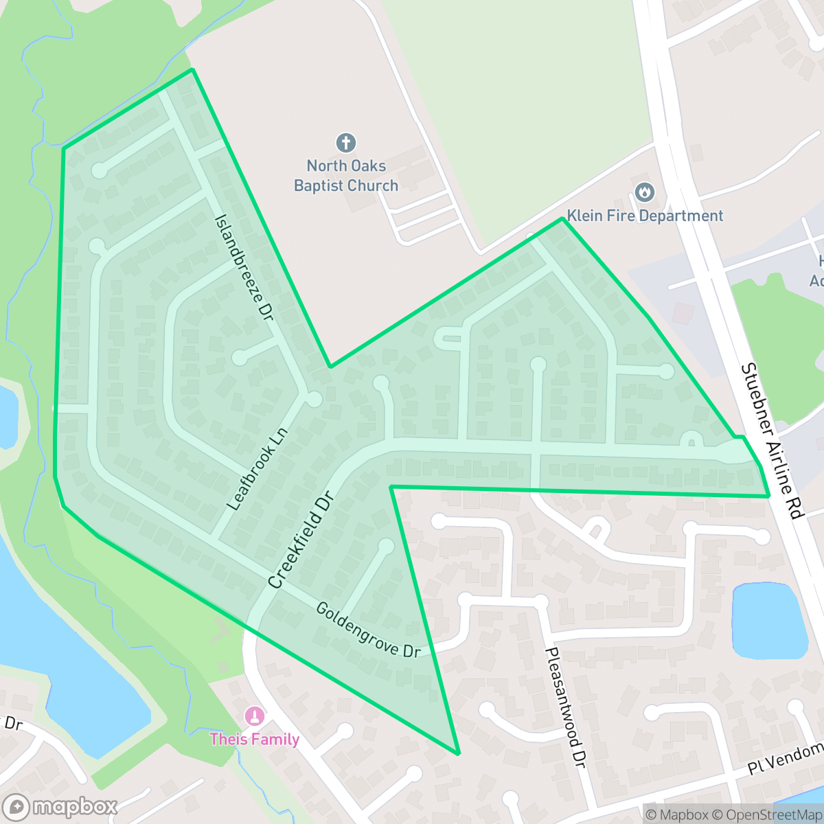 Map showing the location of Oakwood West, Houston, TX