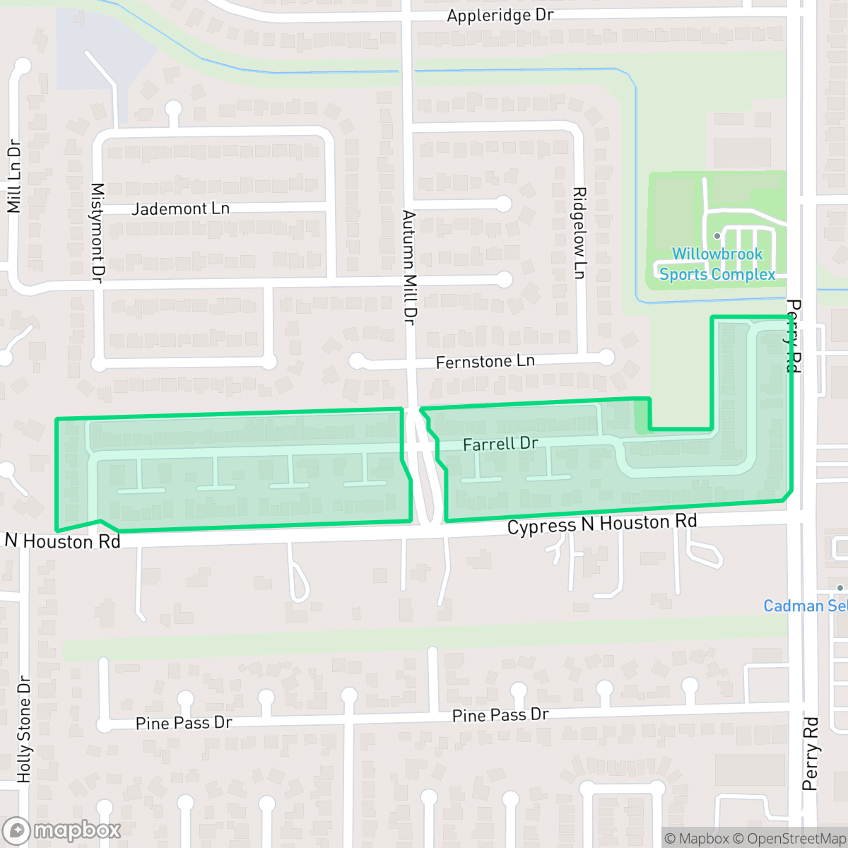 Map showing the location of Parkside at Perry, Houston, TX