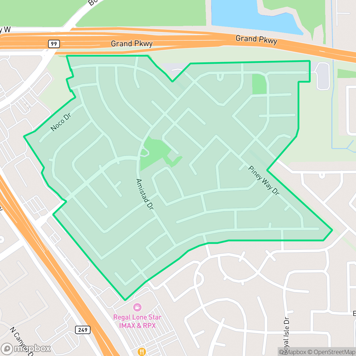 Map showing the location of Pinecrest Forest, Houston, TX