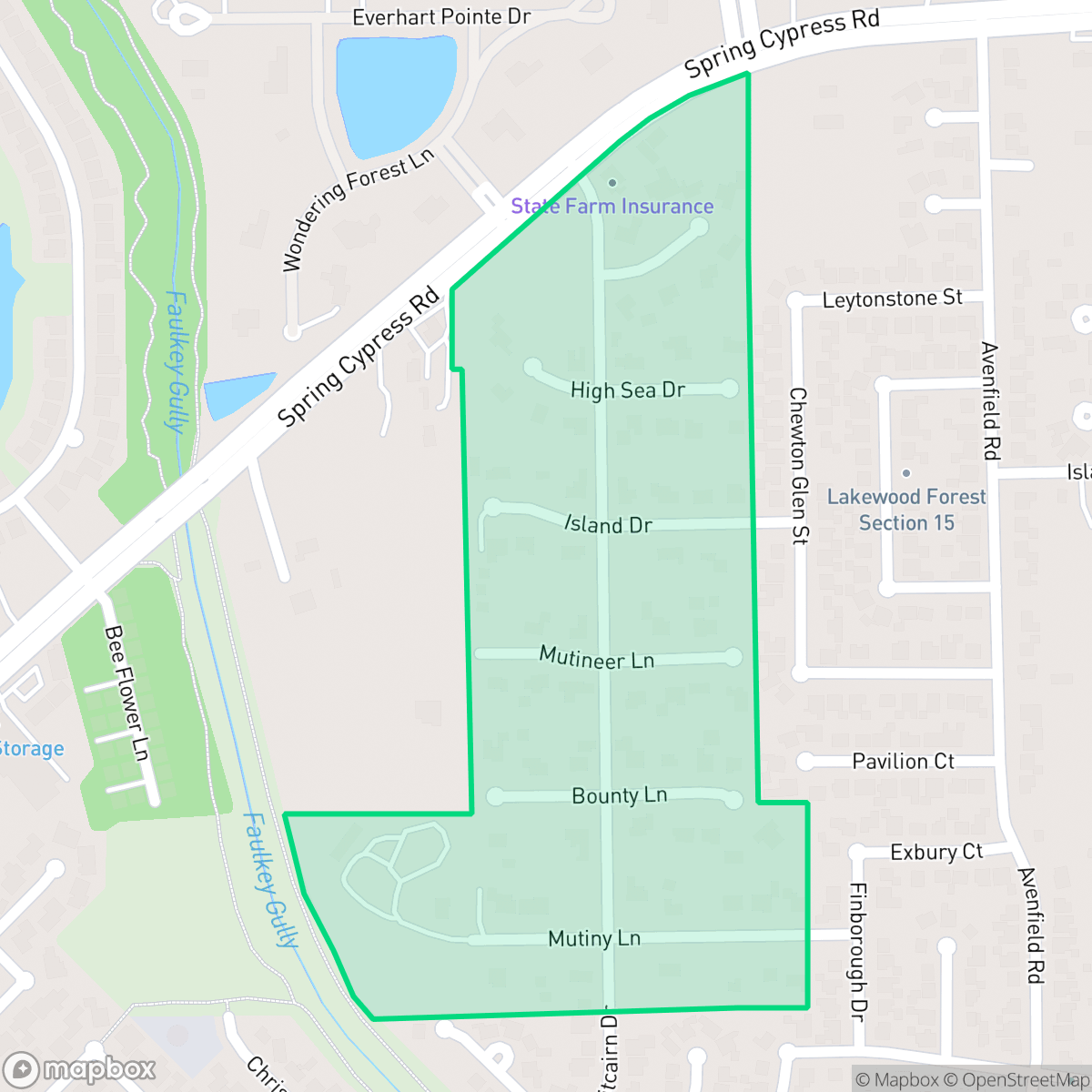 Map showing the location of Pitcairn, Houston, TX