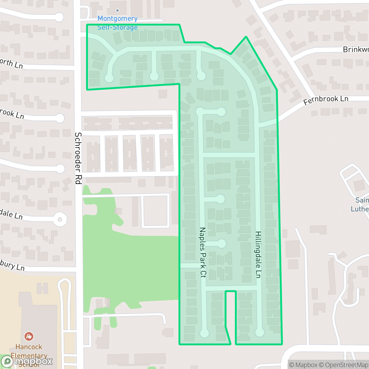 Map showing the location of Prestonwood Park, Houston, TX