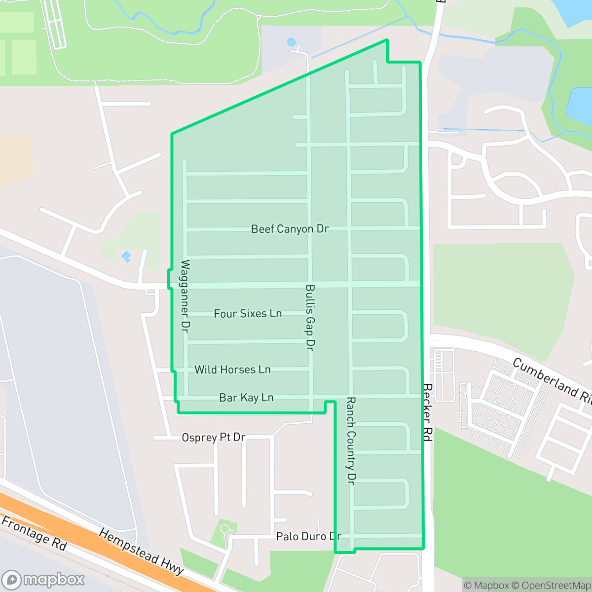 Map showing the location of Ranch Country, Houston, TX
