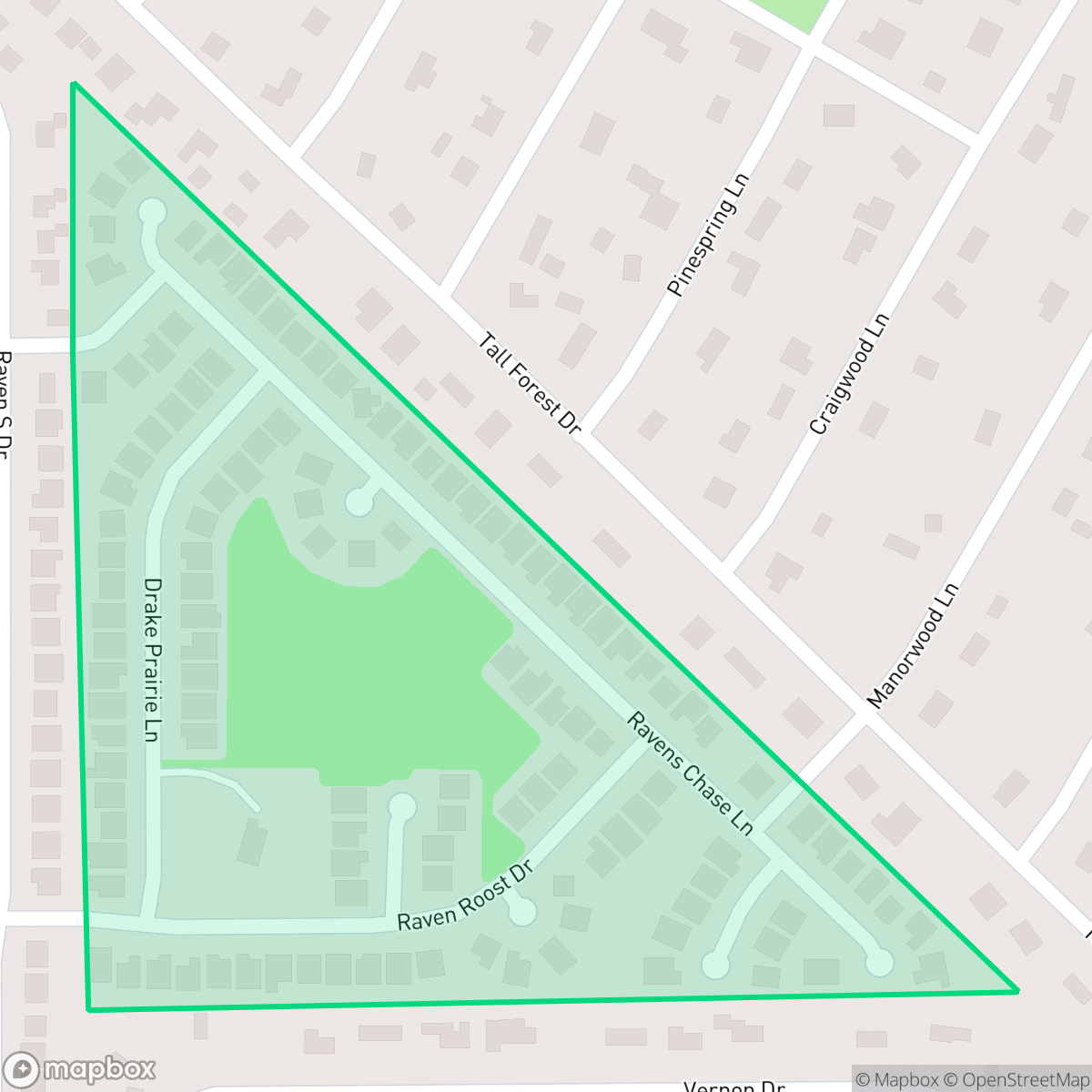 Map showing the location of Ravensway Lake, Houston, TX