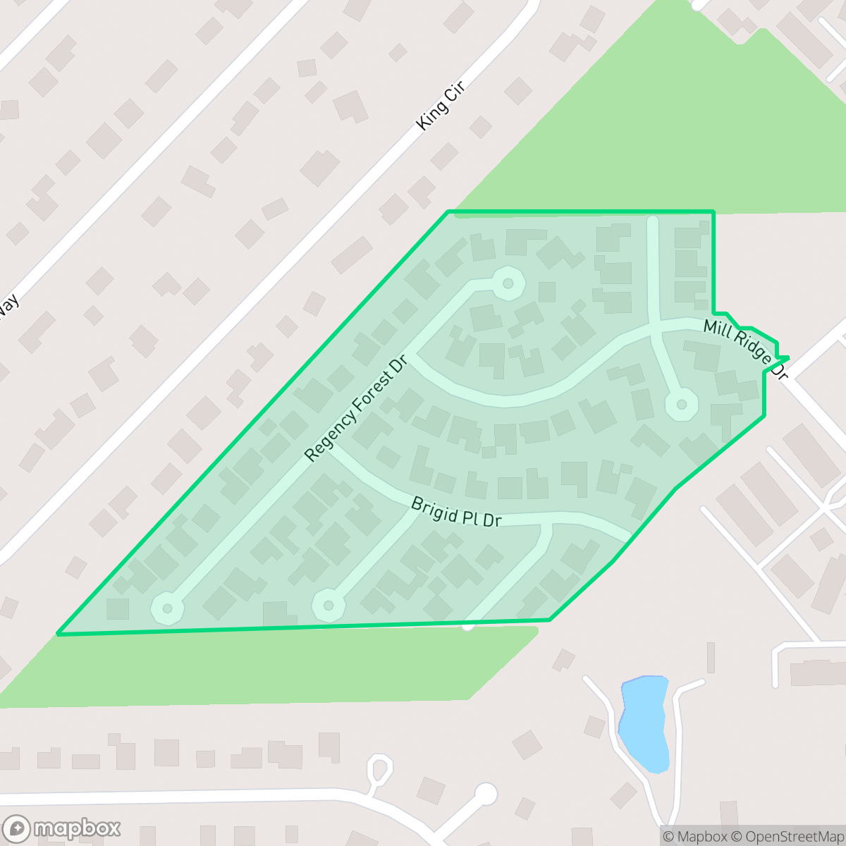 Map showing the location of Regency Forest, Houston, TX