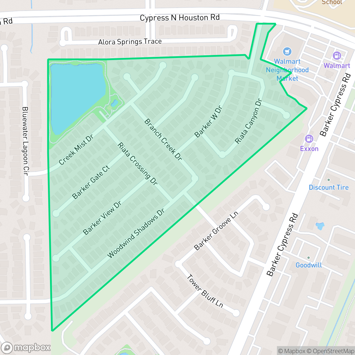 Map showing the location of Riata West, Houston, TX