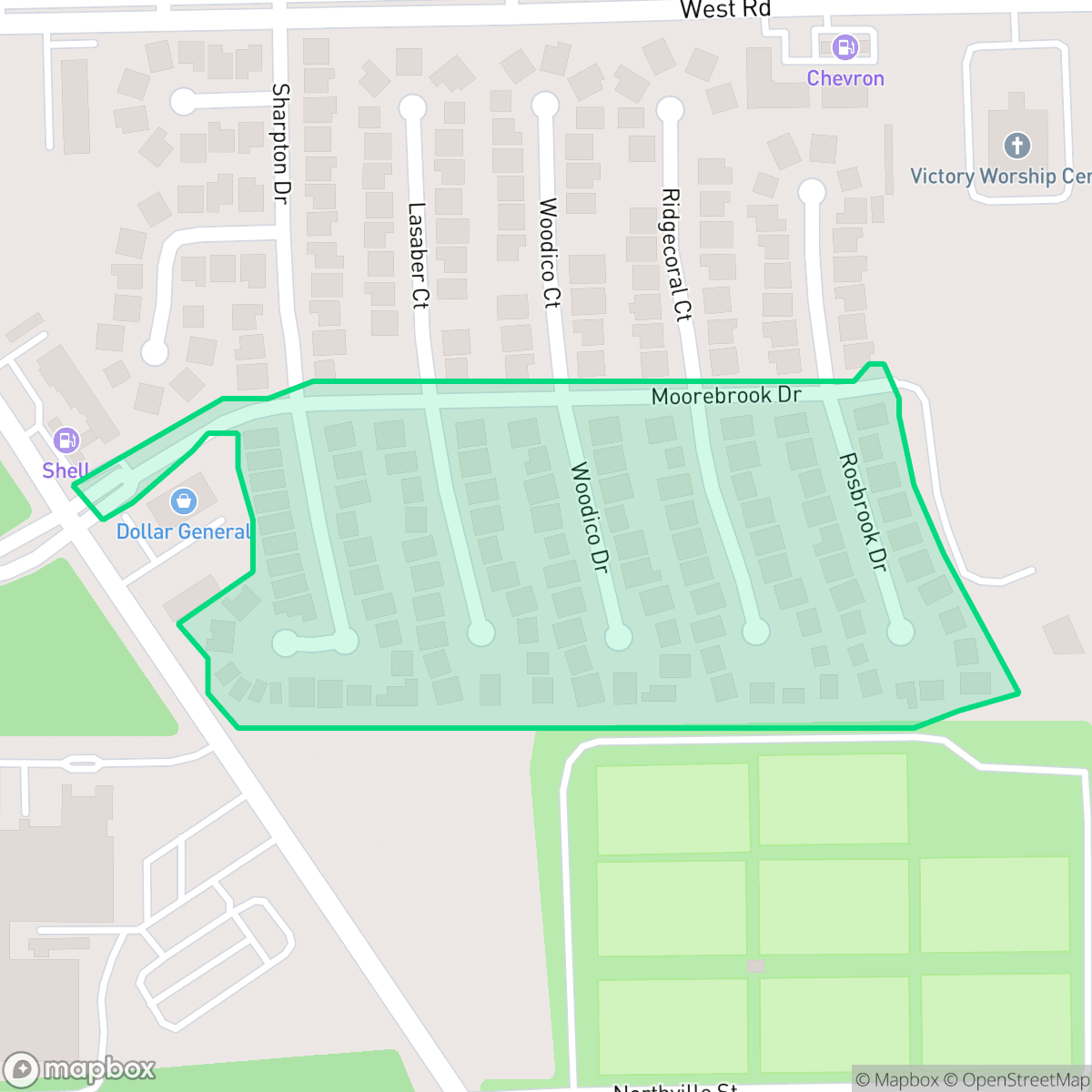 Map showing the location of Ridgepoint, Houston, TX