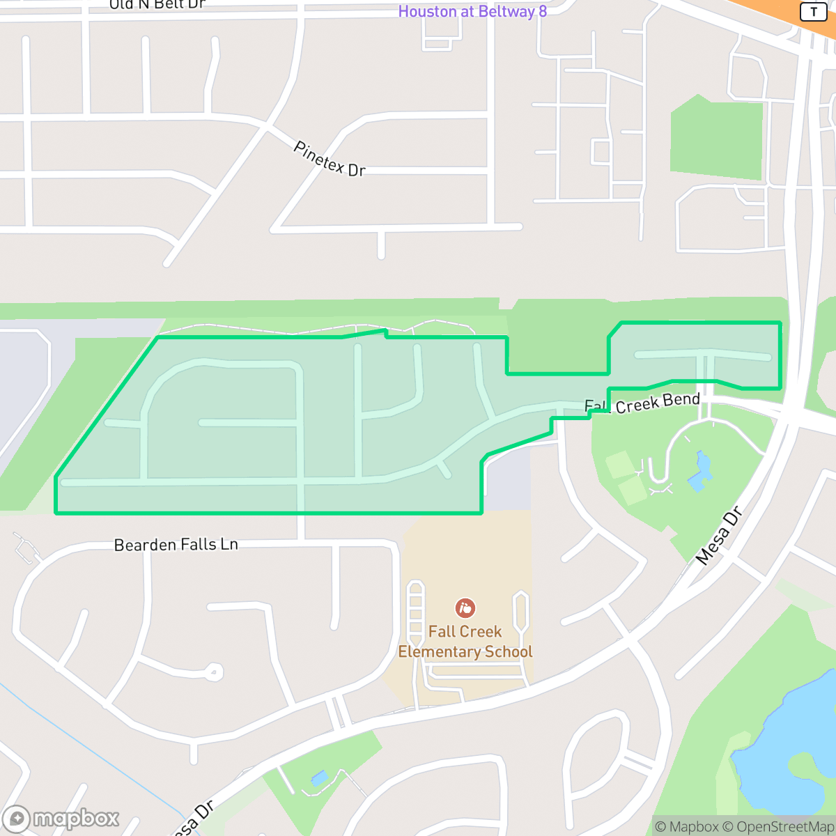Map showing the location of Rustling Oaks, Houston, TX