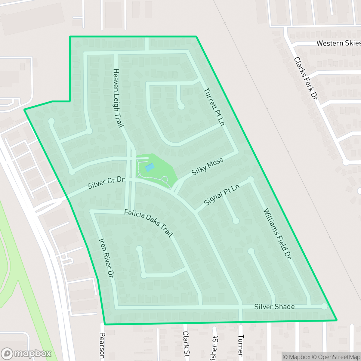 Map showing the location of Silver Oak Trails, Houston, TX