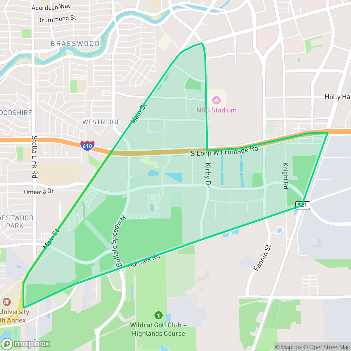 Map showing the location of South Main, Houston, TX