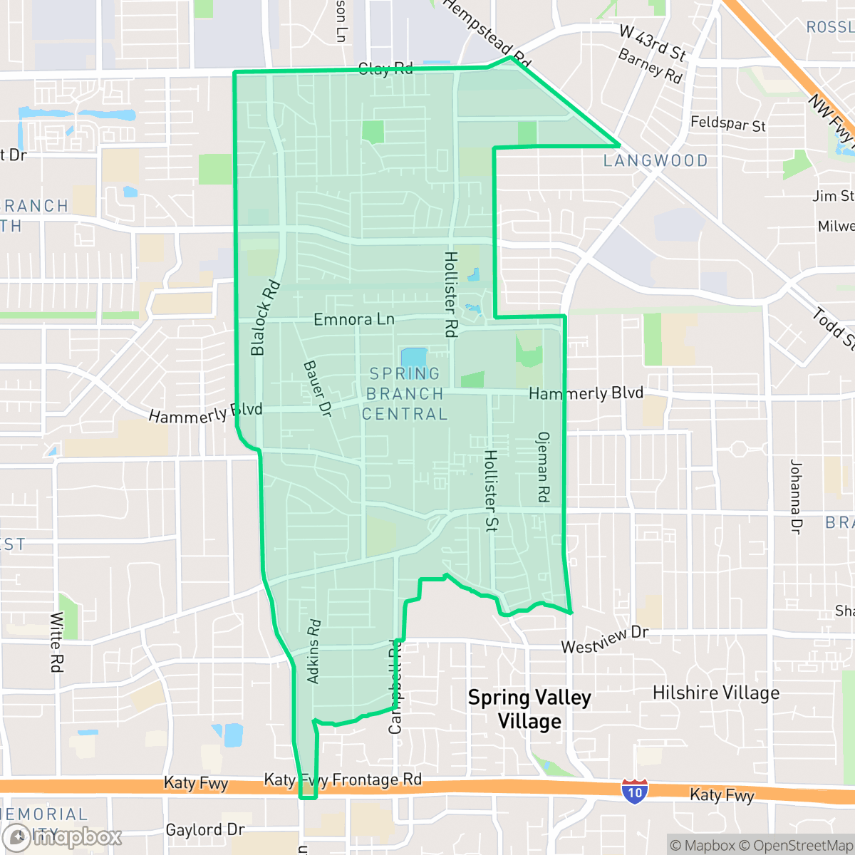Map showing the location of Spring Branch Central, Houston, TX