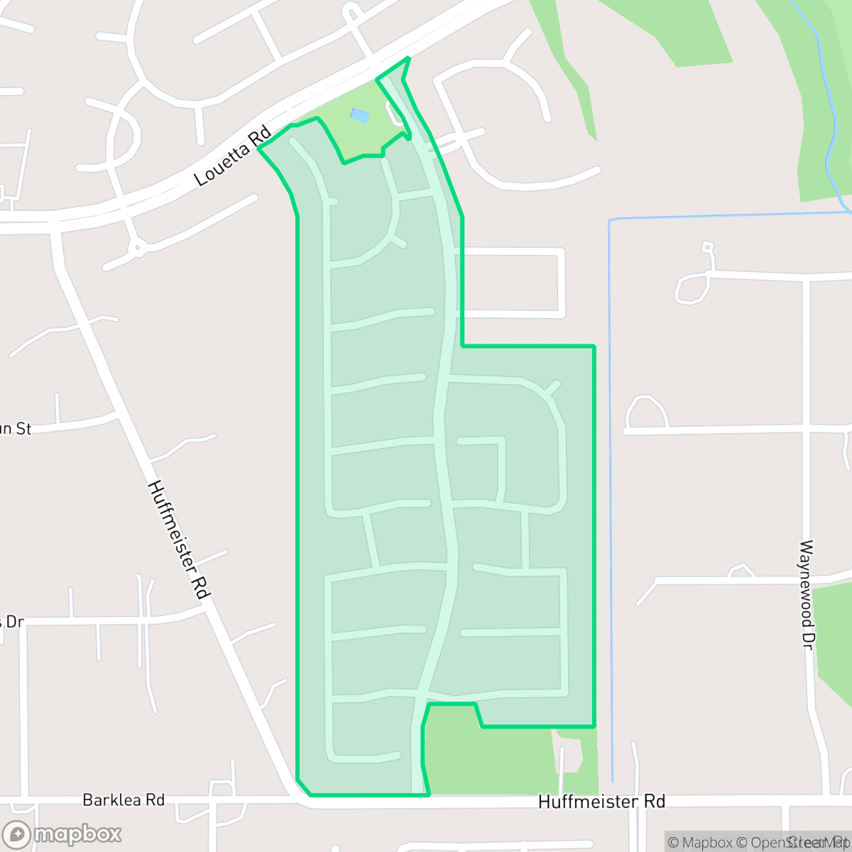 Map showing the location of Stablewood Farms, Houston, TX